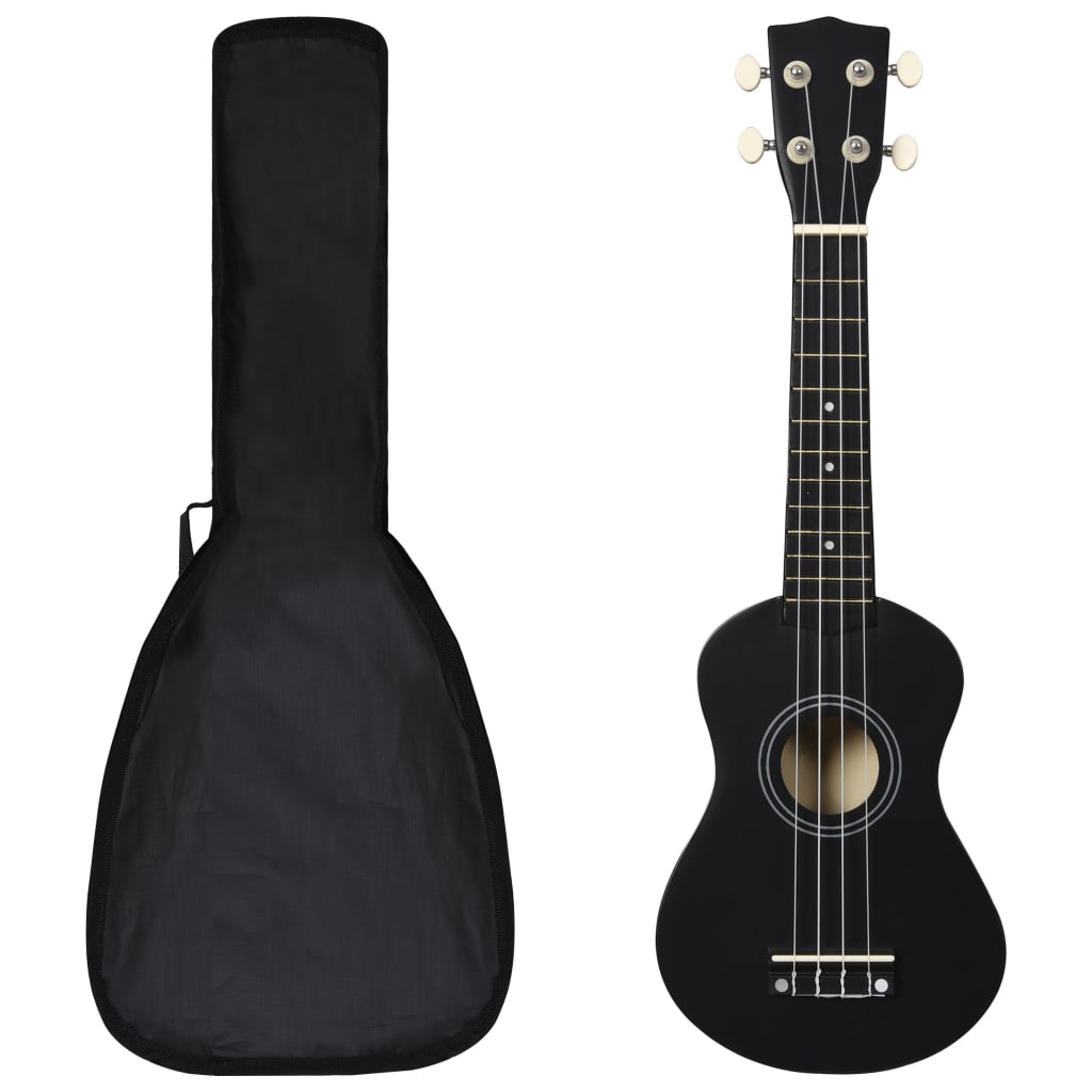 Vidaxl ukuleleset z torbo za otroke Soprano 21 '' črno