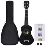 Vidaxl ukuleleset z torbo za otroke Soprano 21 '' črno