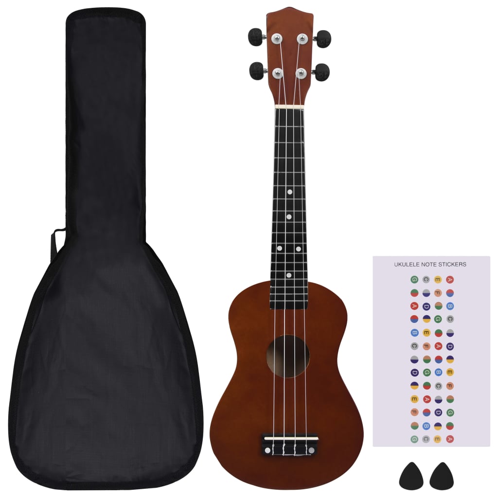 Vidaxl ukuleleset z torbo za otroke Soprano 23 '' Darkhout obarvana