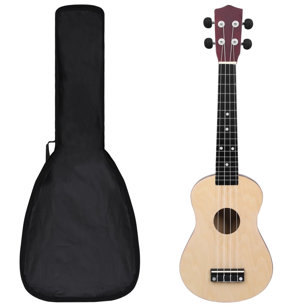 Vidaxl ukuleleset s vaku pro děti soprán 23 '' lehké dřevo zbarvené