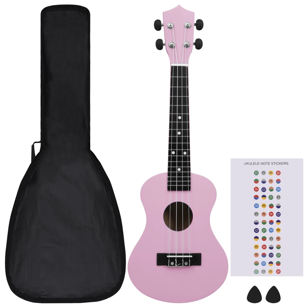 Vidaxl ukuleleset med väska för barn sopran 23 '' rosa