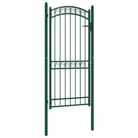 Vidaxl poort met gebogen bovenkant 102x136 cm staal groen
