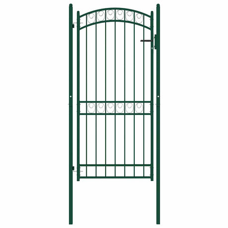 Vidaxl poort met gebogen bovenkant 102x136 cm staal groen