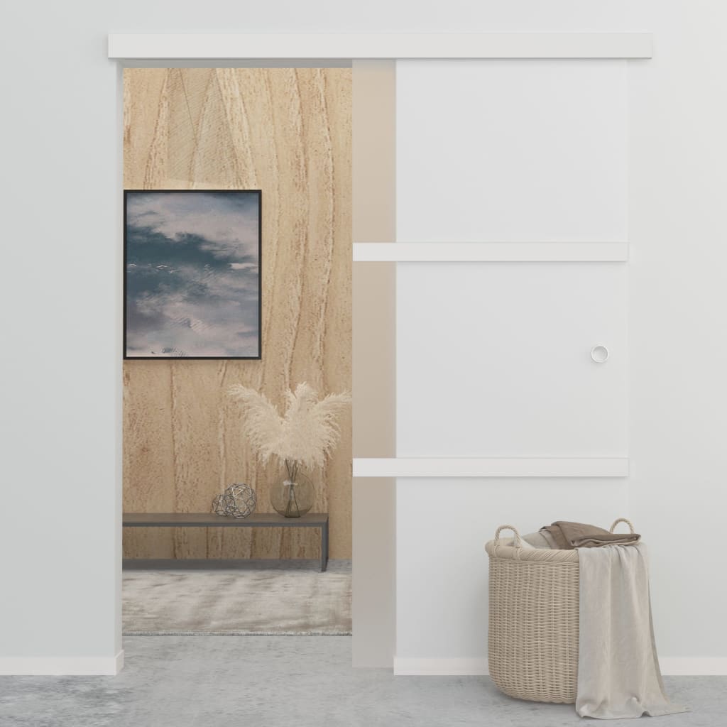 Vidaxl Sliding Porte 90x205 cm Verre ESG et argent en aluminium de couleur