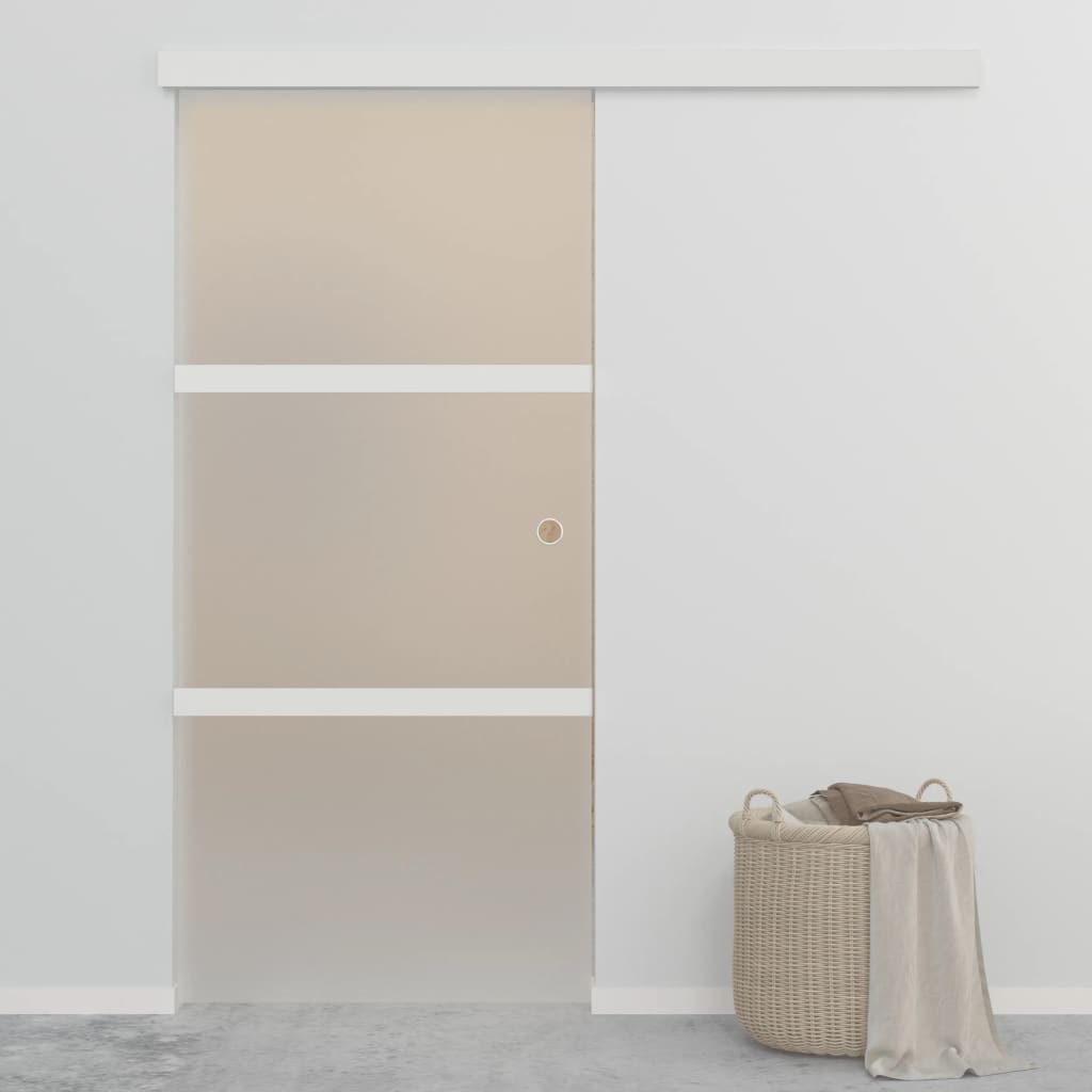 Vidaxl Sliding Porte 90x205 cm Verre ESG et argent en aluminium de couleur