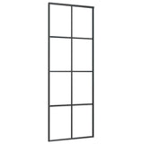Vidaxl schuifdeur 76x205 cm aluminium en esg-glas zwart