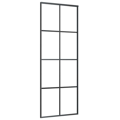 Vidaxl schuifdeur 76x205 cm aluminium en esg-glas zwart