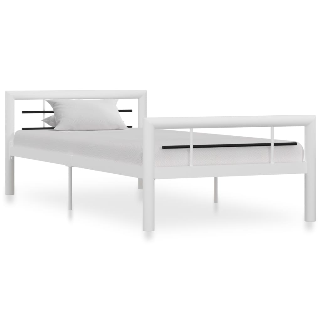 Vidaxl bedframe metaal wit en zwart 90x200 cm