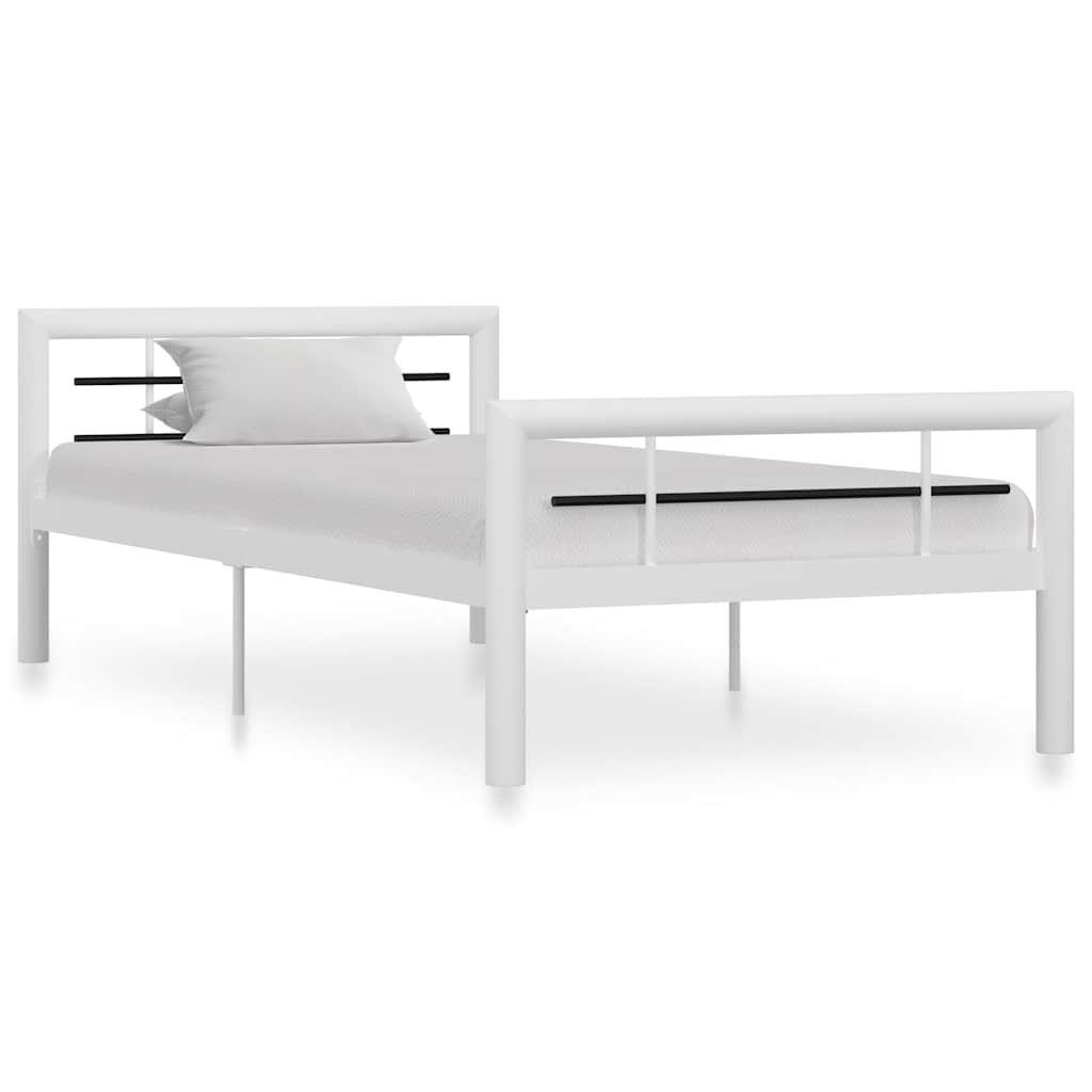 Vidaxl bedframe metaal wit en zwart 100x200 cm