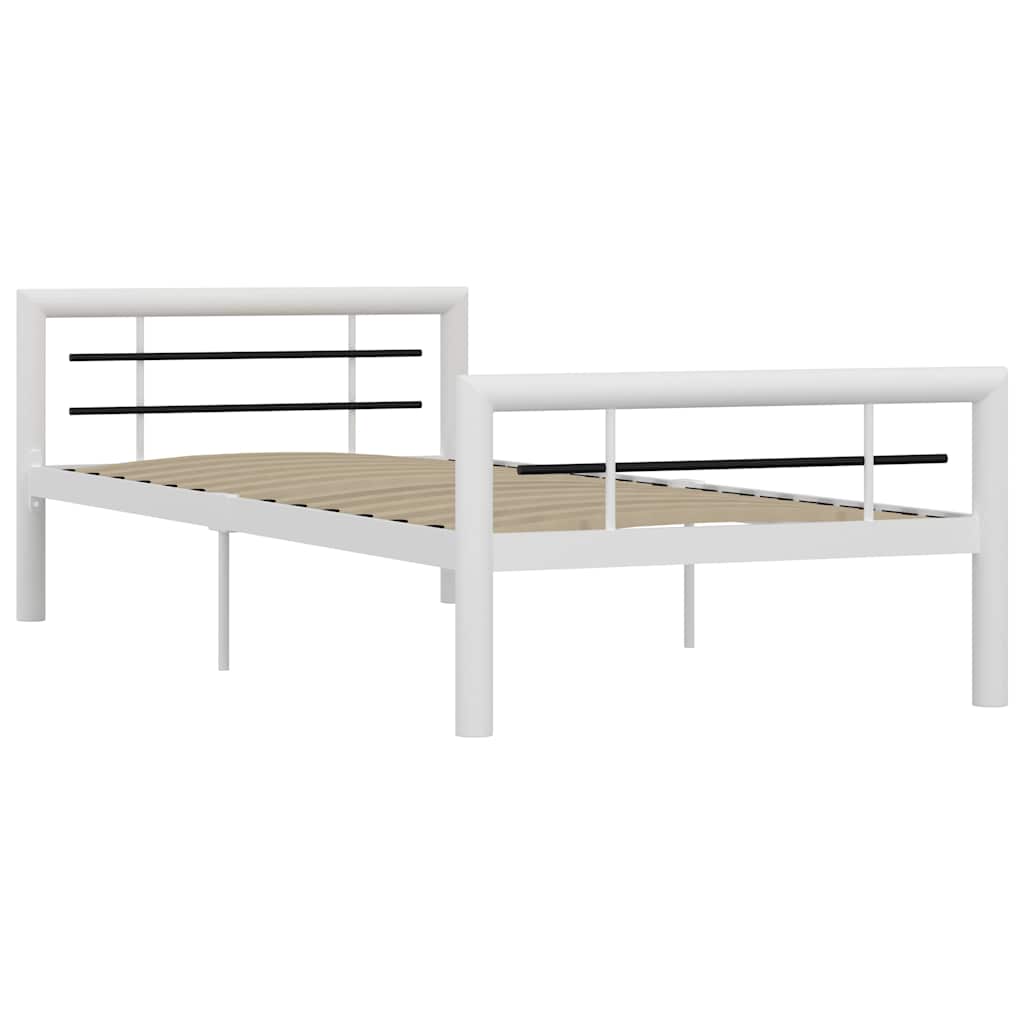 Vidaxl bedframe metaal wit en zwart 100x200 cm