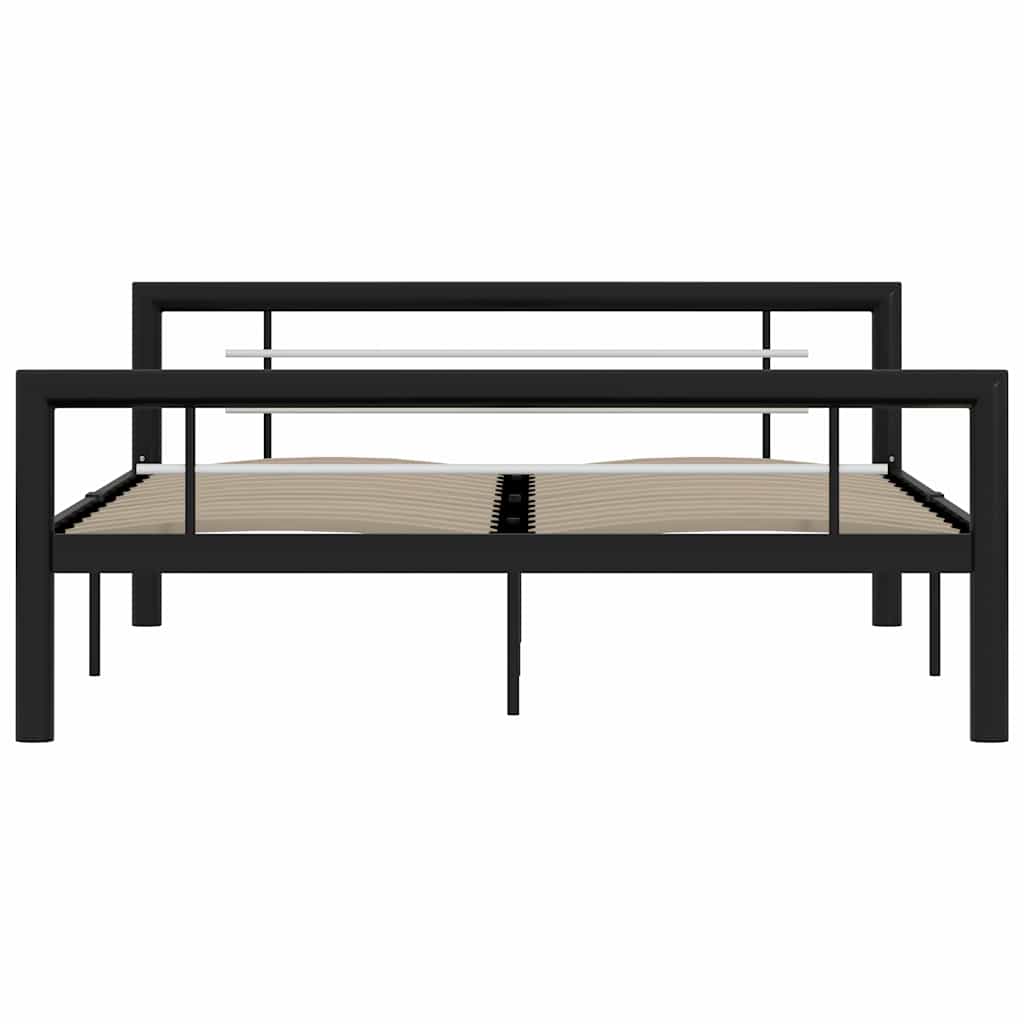 Vidaxl bedframe metaal zwart en wit 140x200 cm