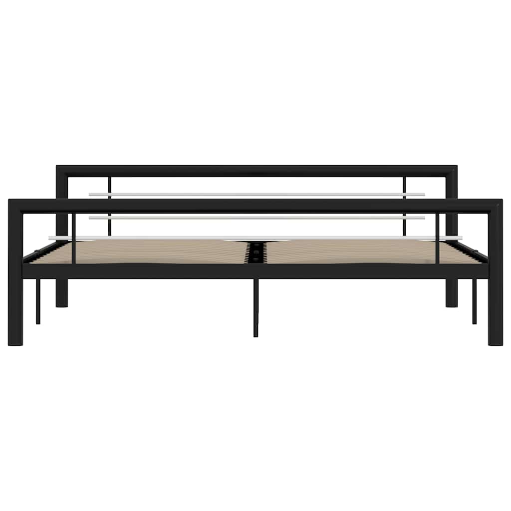 Vidaxl bedframe metaal zwart en wit 180x200 cm