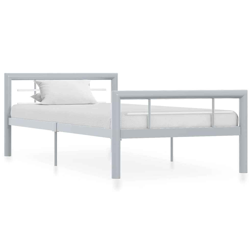 Vidaxl bedframe metaal grijs en wit 100x200 cm