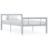Vidaxl bedframe metaal grijs en wit 100x200 cm