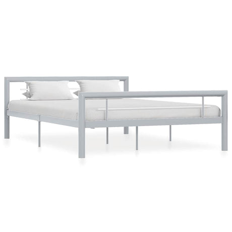 Vidaxl bedframe metaal grijs en wit 120x200 cm
