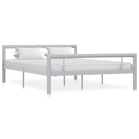 Vidaxl bedframe metaal grijs en wit 160x200 cm
