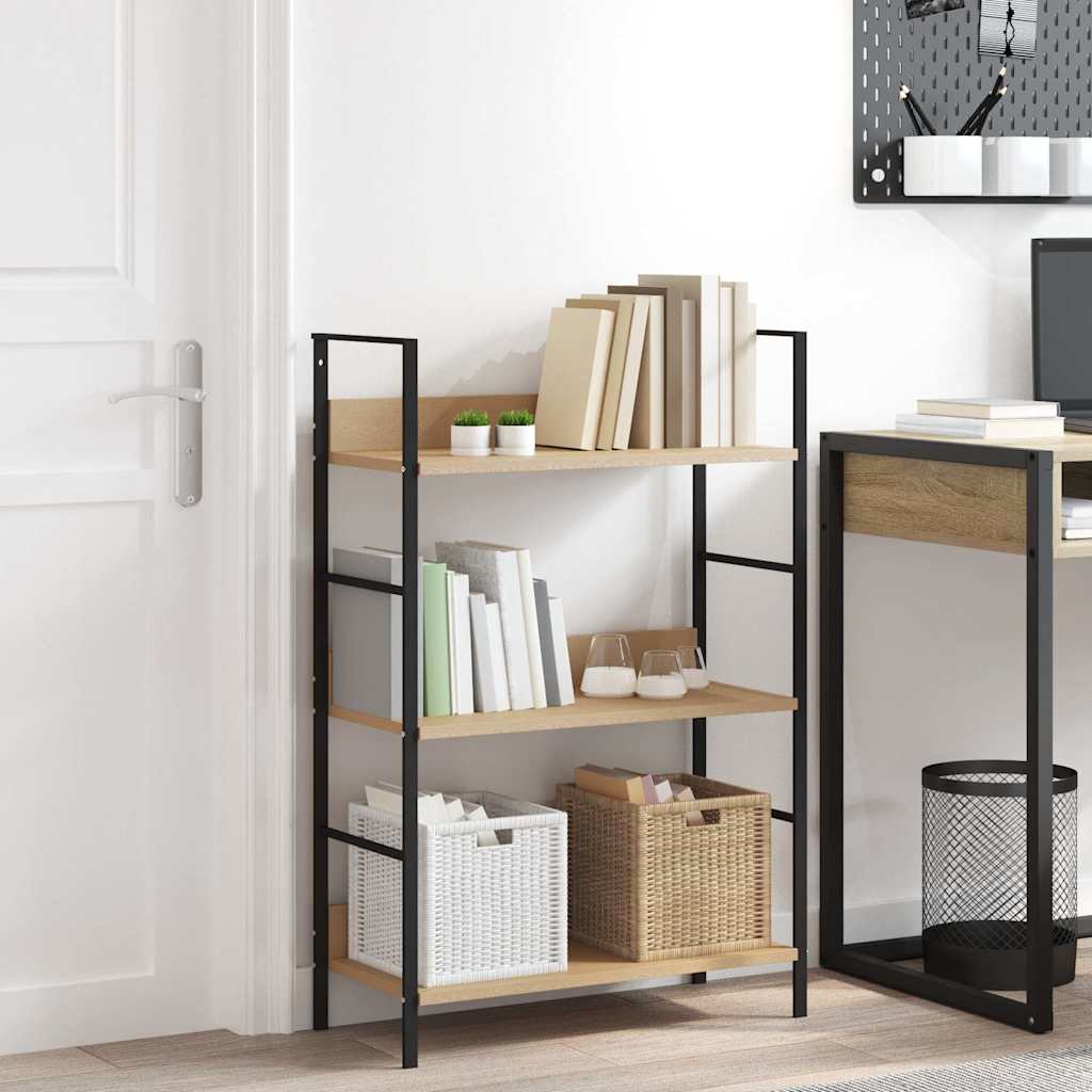 Vidaxl boekenkast 3 schappen 60x27,6x90,5 cm bewerkt hout eikenkleurig