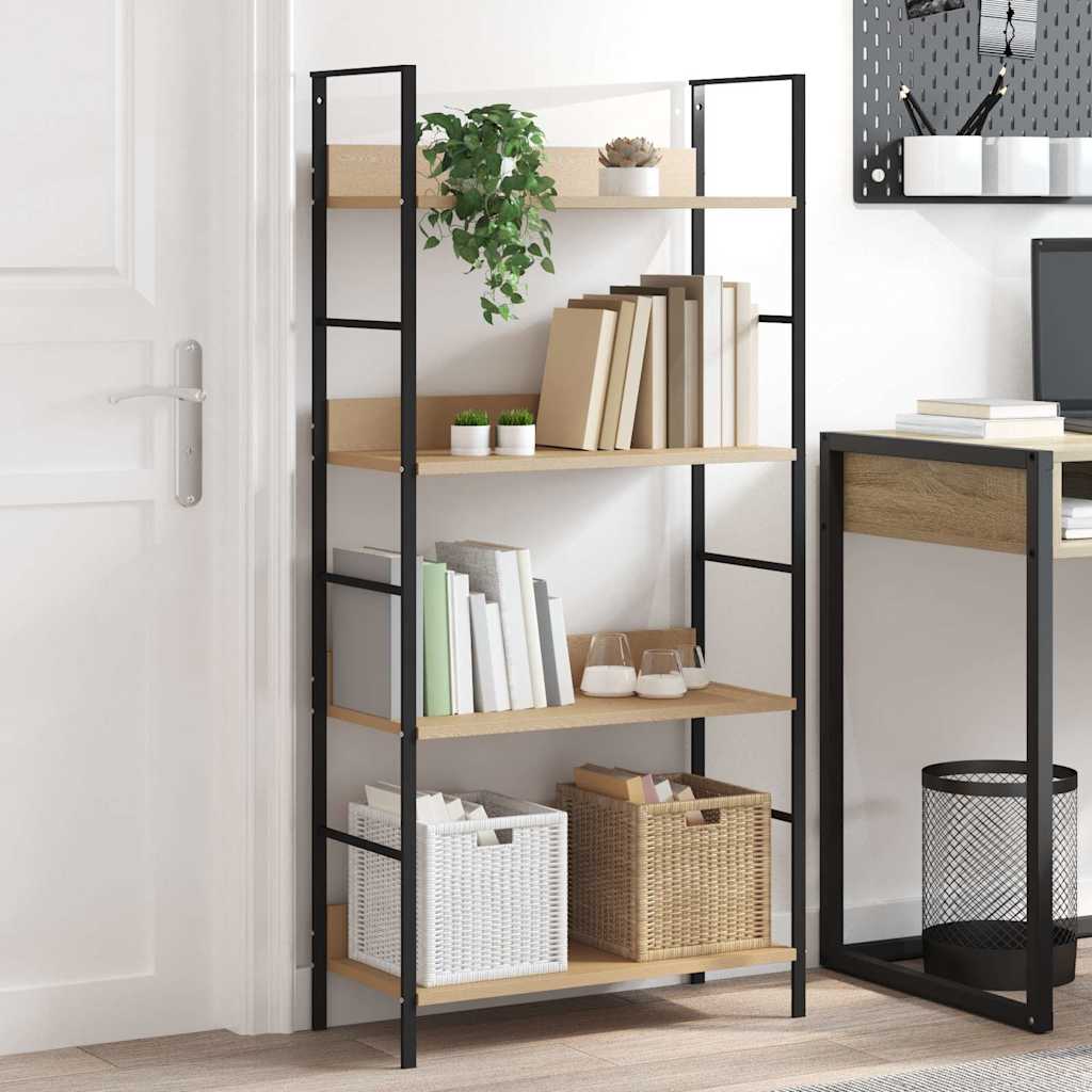 Vidaxl boekenkast 4 schappen 60x27,6x124,5 cm bewerkt hout eikenkleur