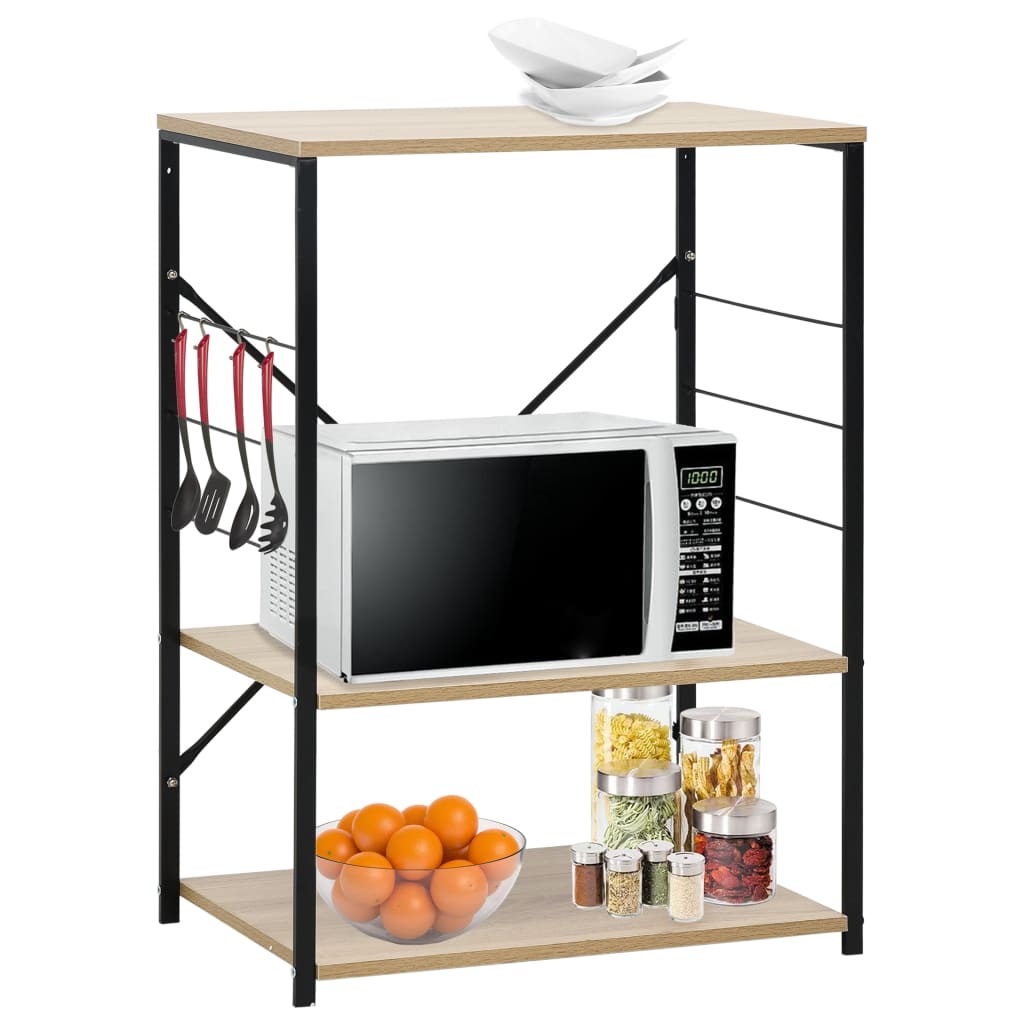 VidaXL Microwave cupboard 60x39.6x79.5 cm processed wood black and oak color