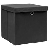 Boîtes de rangement vidaxl avec couvercle 4 pcs 32x32x32 cm tissu noir