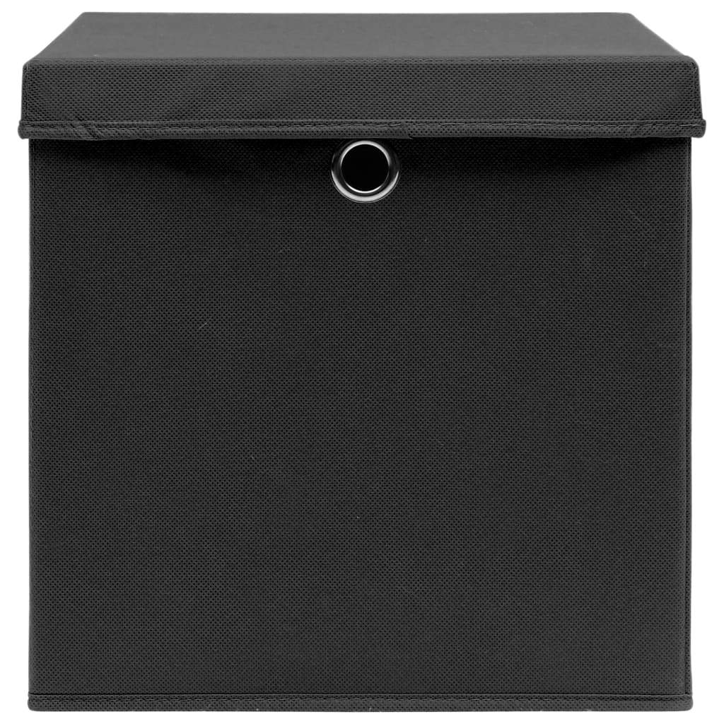 Boîtes de rangement vidaxl avec couvercle 4 pcs 32x32x32 cm tissu noir