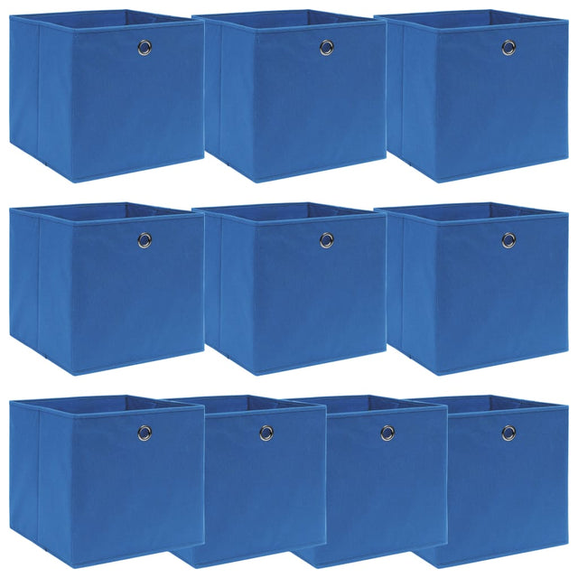 Vidaxl opbergboxen 10 st 32x32x32 cm stof blauw