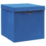 Boîtes de rangement vidaxl avec couvercle 10 pcs 32x32x32 cm Bleu