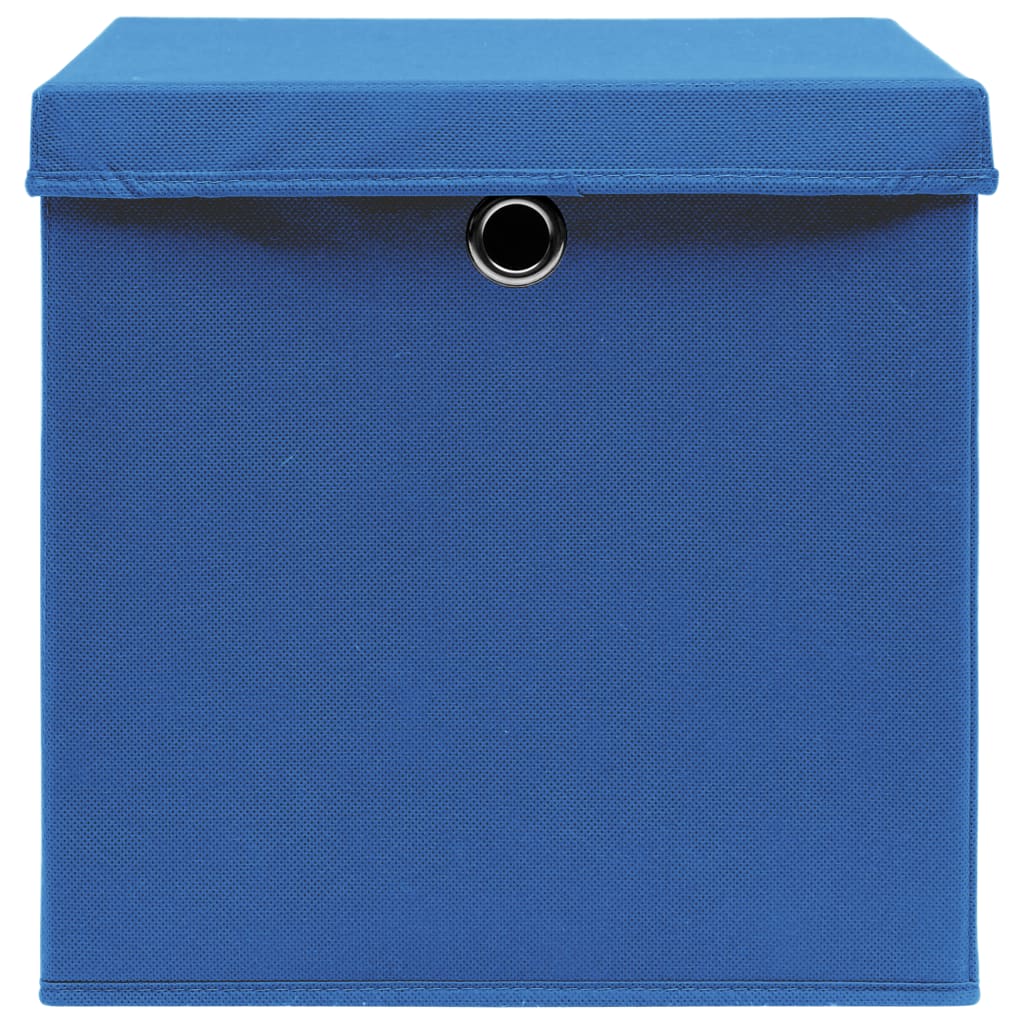 Scatole di archiviazione Vidaxl con coperchio da 10 pezzi 32x32x32 cm tessuto blu