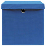 Vidaxl opbergboxen met deksel 10 st 32x32x32 cm stof blauw