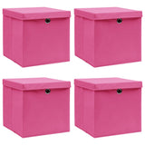 Vidaxl Storage boxes with lid 4 pcs 32x32x32 cm Fabric pink