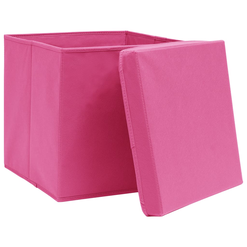 Scatole di archiviazione Vidaxl con coperchio 4 pezzi 32x32x32 cm in tessuto rosa