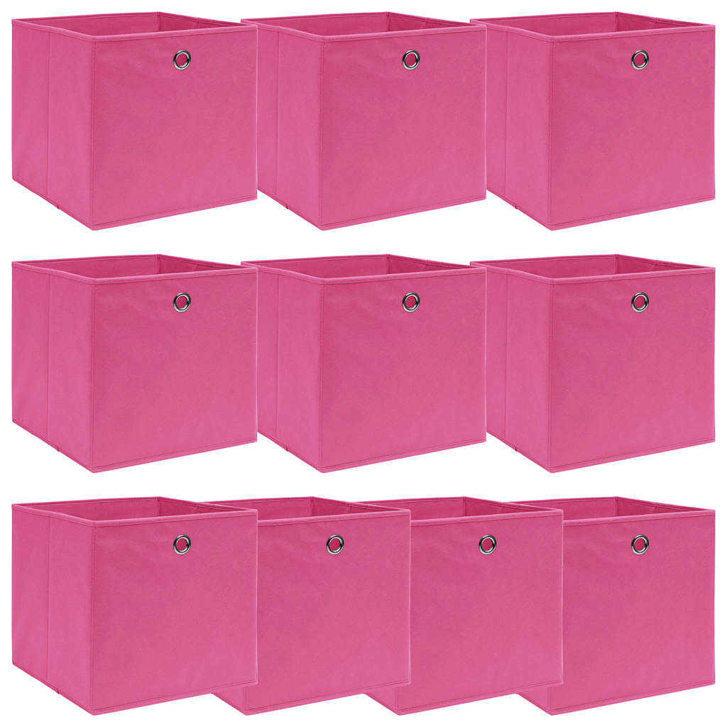 Vidaxl opbergboxen 10 st 32x32x32 cm stof roze
