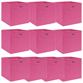Vidaxl opbergboxen 10 st 32x32x32 cm stof roze