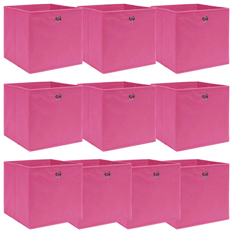 Vidaxl opbergboxen 10 st 32x32x32 cm stof roze