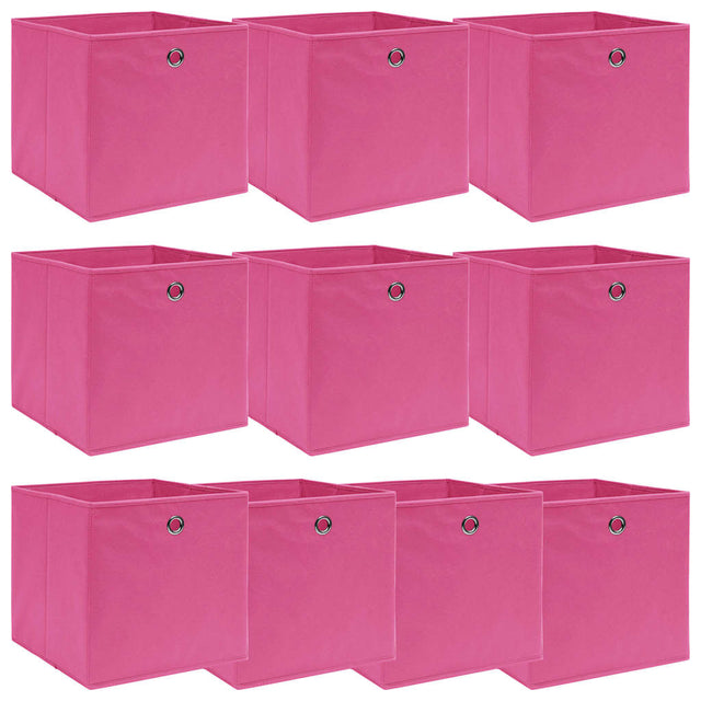 Vidaxl opbergboxen 10 st 32x32x32 cm stof roze