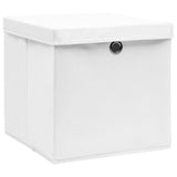 Vidaxl opbergboxen met deksel 10 st 32x32x32 cm stof wit