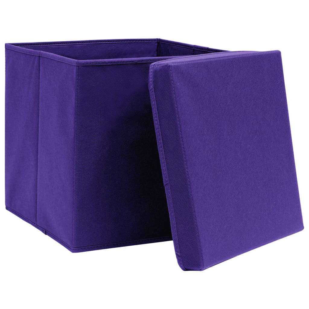 Scatole di archiviazione Vidaxl con coperchio 4 PC 32x32x32 cm Fabric Purple