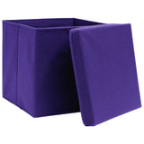 Cajas de almacenamiento de Vidaxl con tapa 4 PCS 32x32x32 CM Fabric Purple