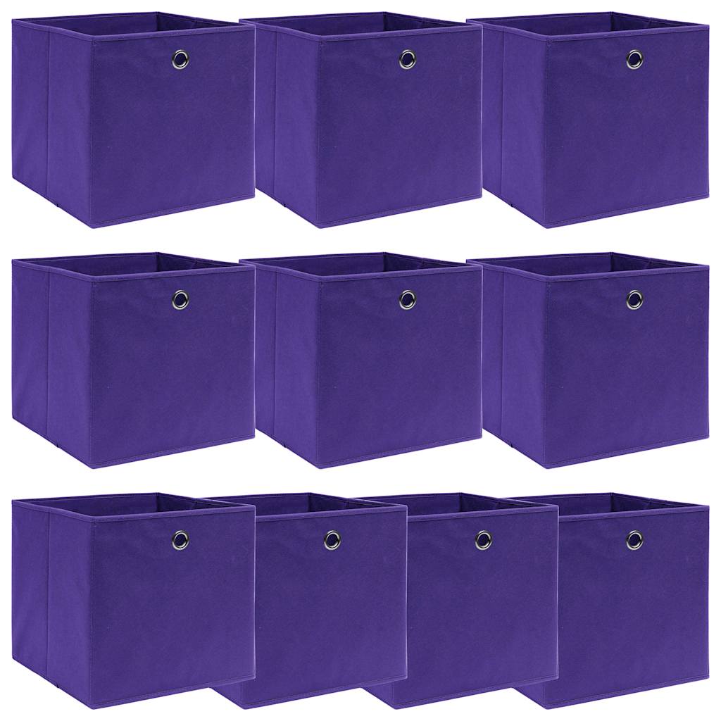 Vidaxl opbergboxen 10 st 32x32x32 cm stof paars