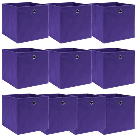 Vidaxl opbergboxen 10 st 32x32x32 cm stof paars