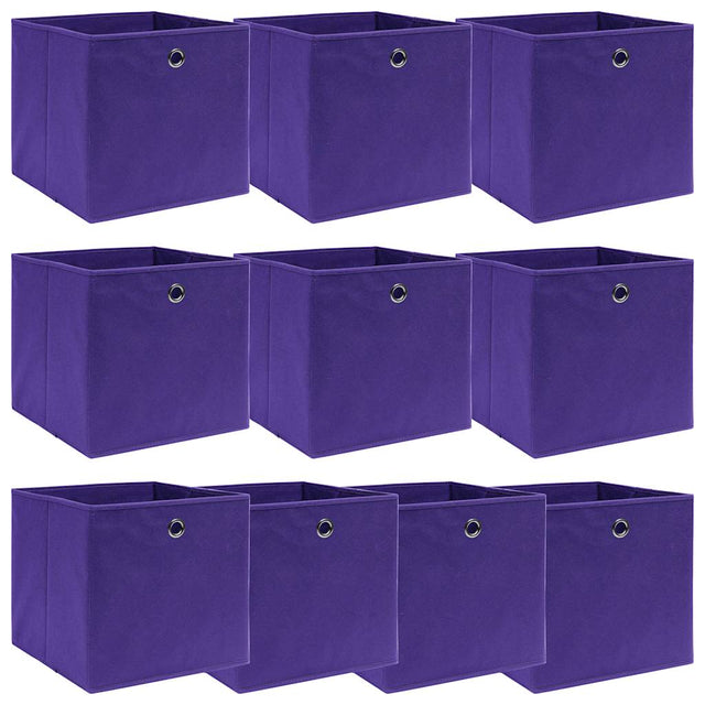 Vidaxl opbergboxen 10 st 32x32x32 cm stof paars
