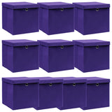 Scatole di archiviazione Vidaxl con coperchio 10 pezzi 32x32x32 cm in tessuto viola