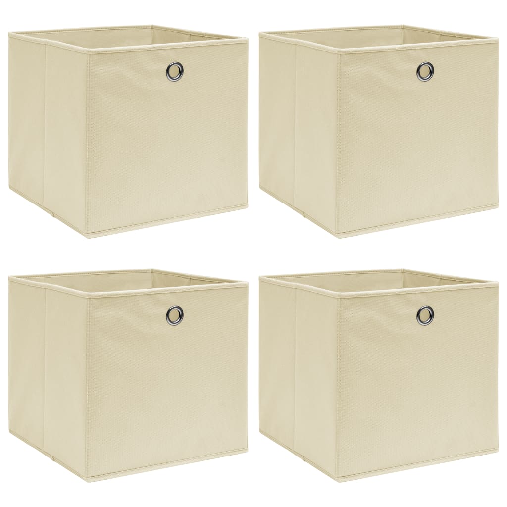 Scatole di archiviazione Vidaxl 4 PC 32x32x32 CM Crema in tessuto