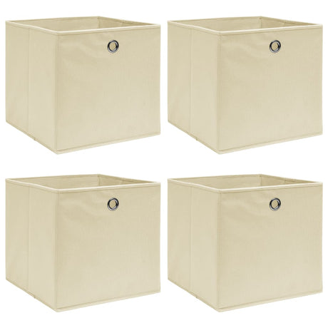 Vidaxl opbergboxen 4 st 32x32x32 cm stof crèmekleurig