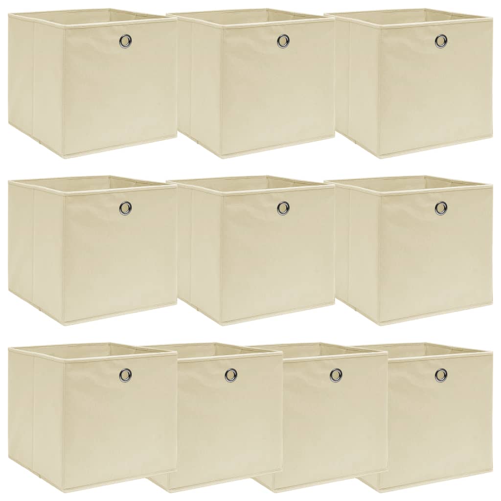 Boîtes de rangement Vidaxl 10 PCS 32x32x32 cm Crème de tissu -colore