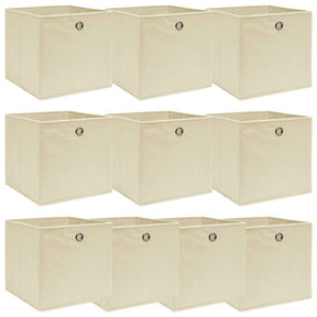 Vidaxl opbergboxen 10 st 32x32x32 cm stof crèmekleurig