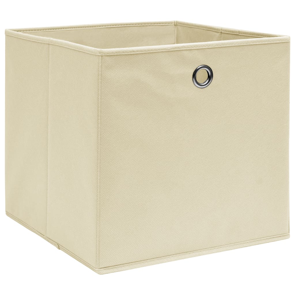 Scatole di archiviazione Vidaxl 10 PC 32x32x32 CM Crema in tessuto