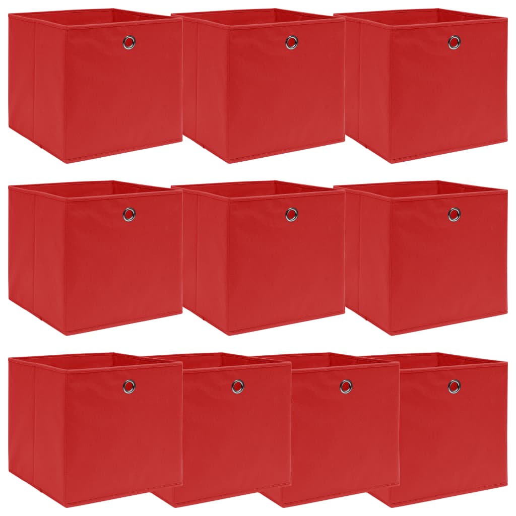 Cajas de almacenamiento de Vidaxl 10 PCS 32X32X32 CM Fabric Rojo