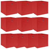 Vidaxl opbergboxen 10 st 32x32x32 cm stof rood