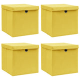 Vidaxl opbergboxen met deksel 4 st 32x32x32 cm stof geel